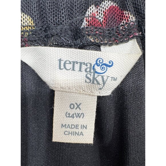 Terra & Sky Womens Top Sz 0X 14W Plus Black Floral WhimsiGoth FairyGoth Mesh Net - Picture 3 of 10